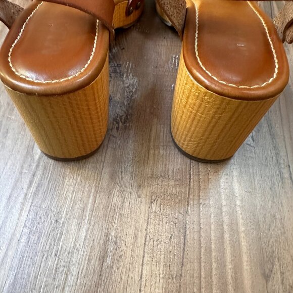 MIA Brown Block Heels Jullia Ankle Strap Brown Faux Leather Size 10 - Picture 3 of 8